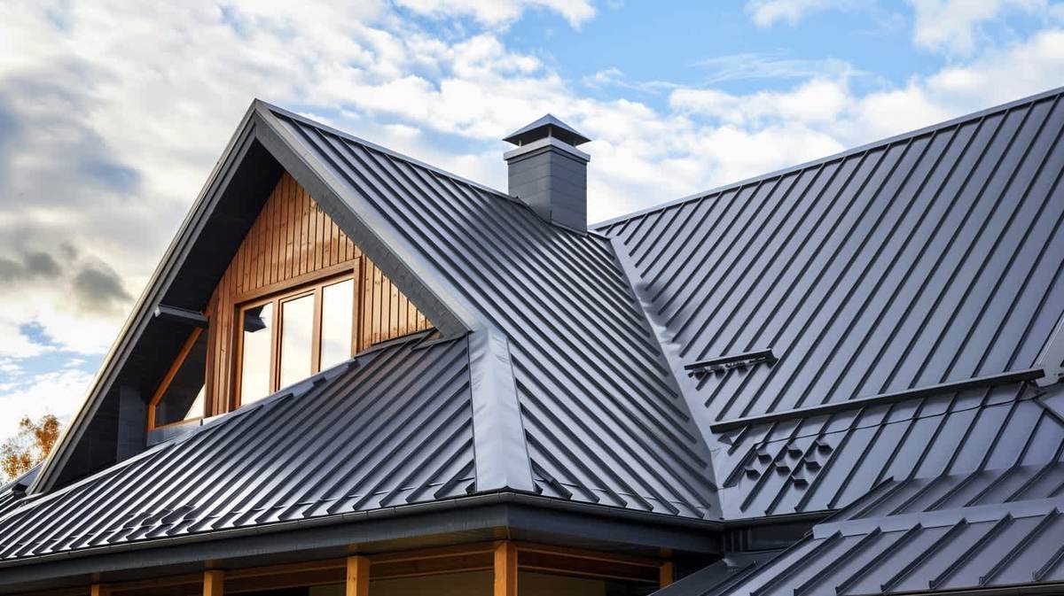İzmir EPDM Kauçuk Çatı – antrasit kenet sistem metal çatıyla kaplanmış müstakil ev